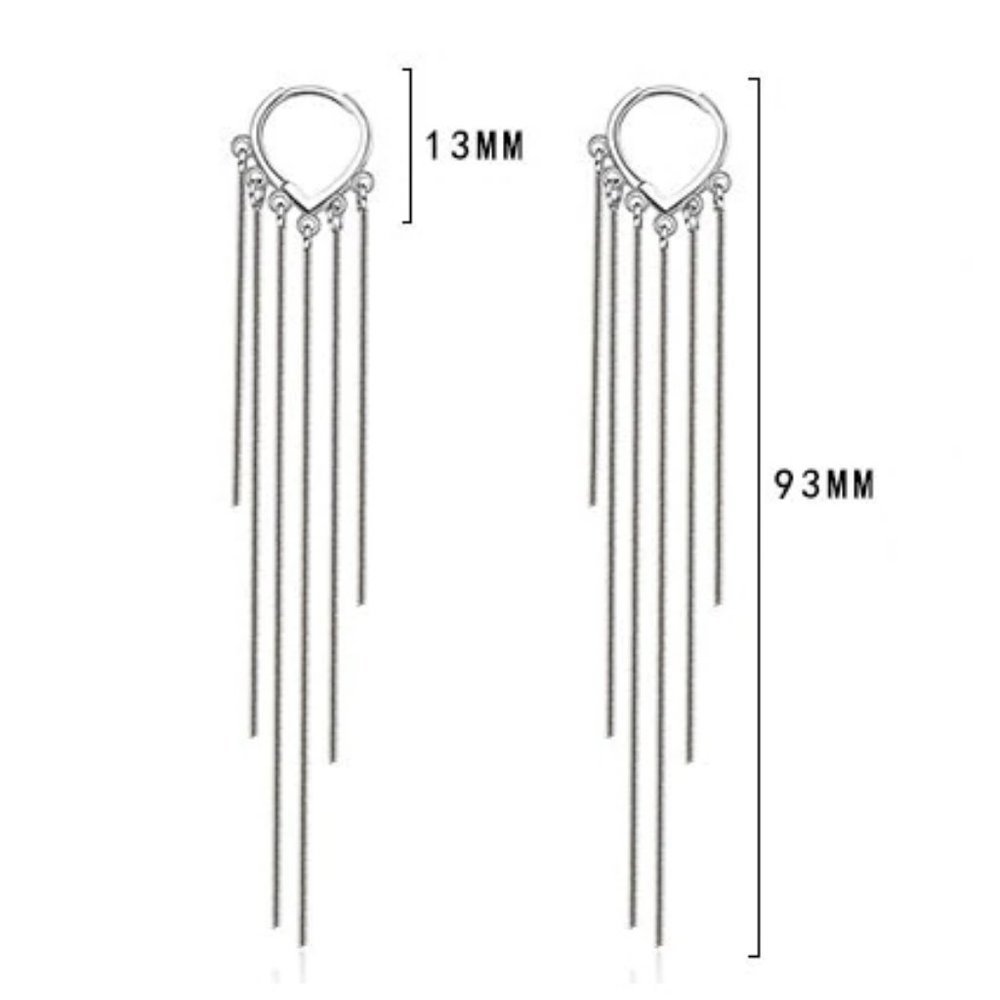 NEW 925 Sterling Silver Tassel Hoop Earrings - Picture 8 of 8